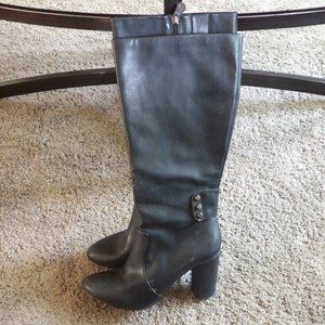 Anne Klein Knee High Zip Up Leather Boots